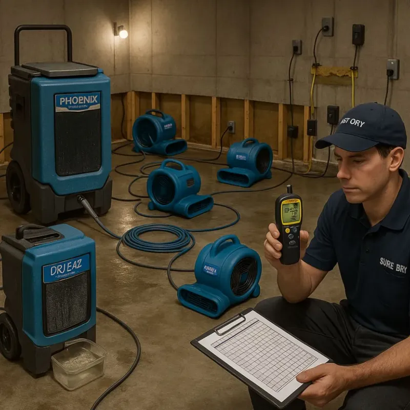 Structural Drying and Dehumidification process in Blossom, TX